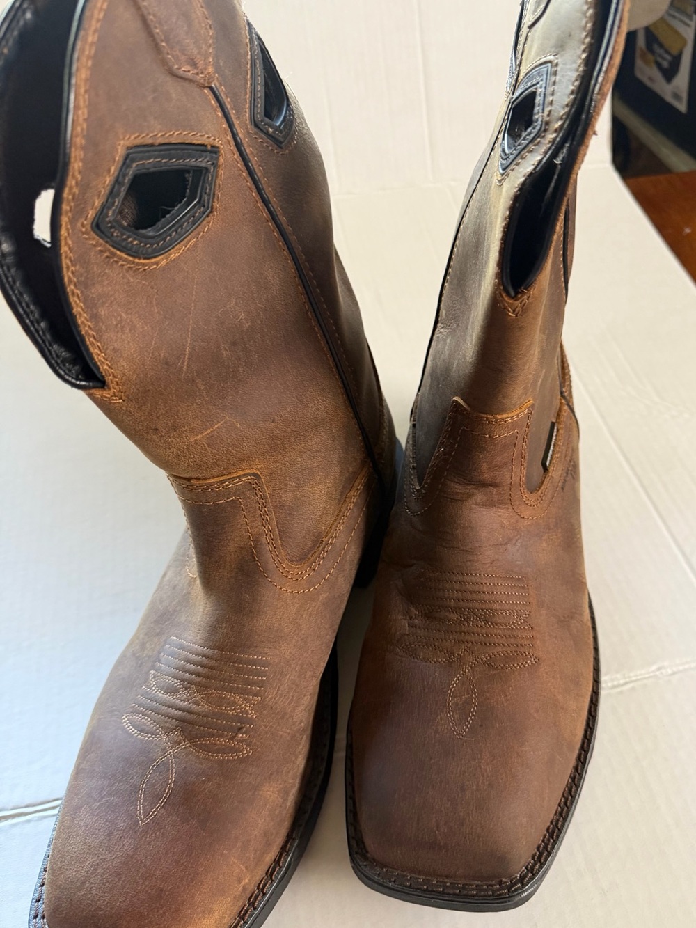 Men's Brown Western Pull-On Work Boots